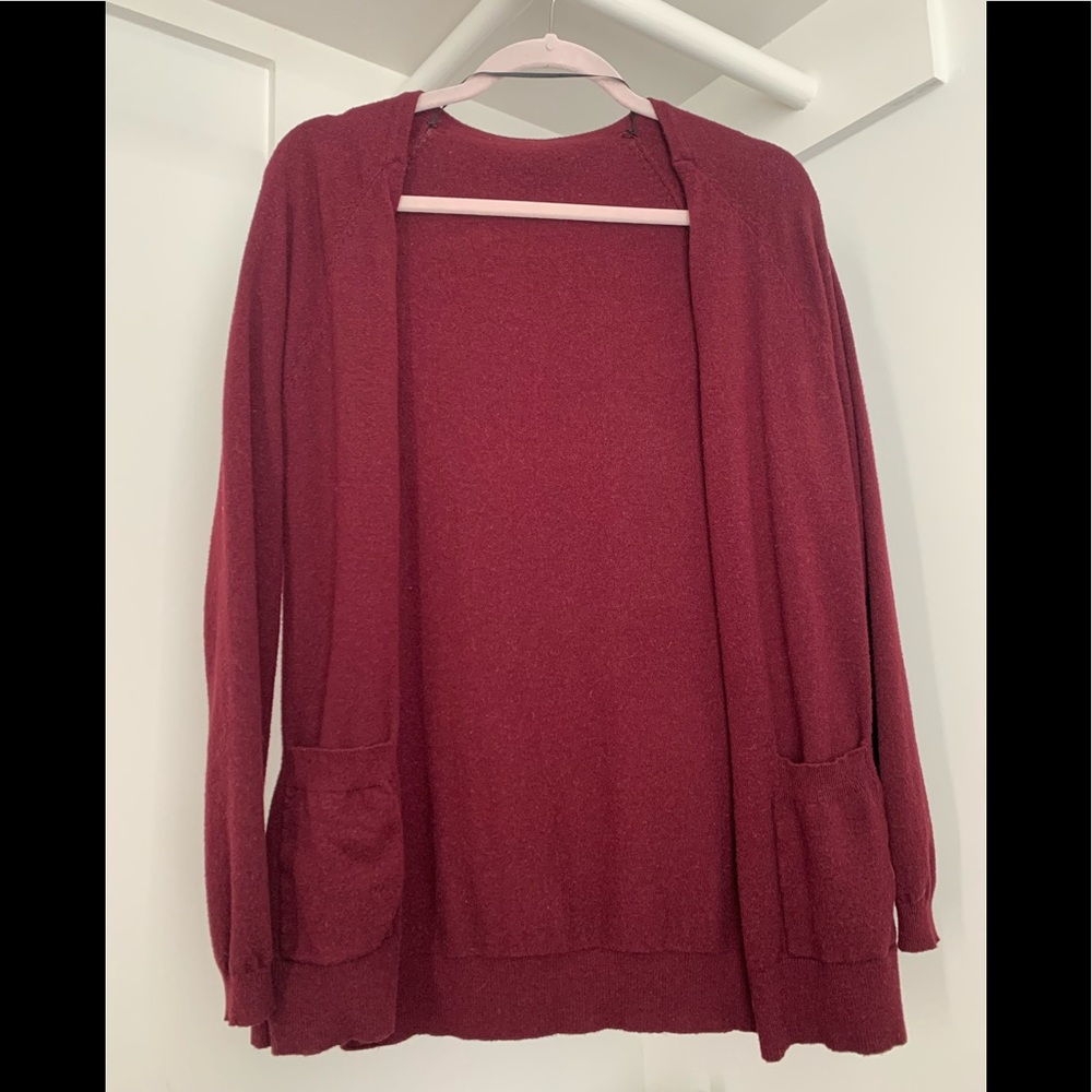Burgundy Open Front Cardigan